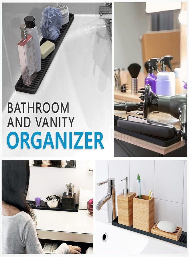 STORE 2508 2 Pcs Silicone Kitchen Sink Long Holder Tray 41.3 x 8.7 Cm, Vanity & Bathroom Organizer, Bar Coffee Service Mat - Image 5